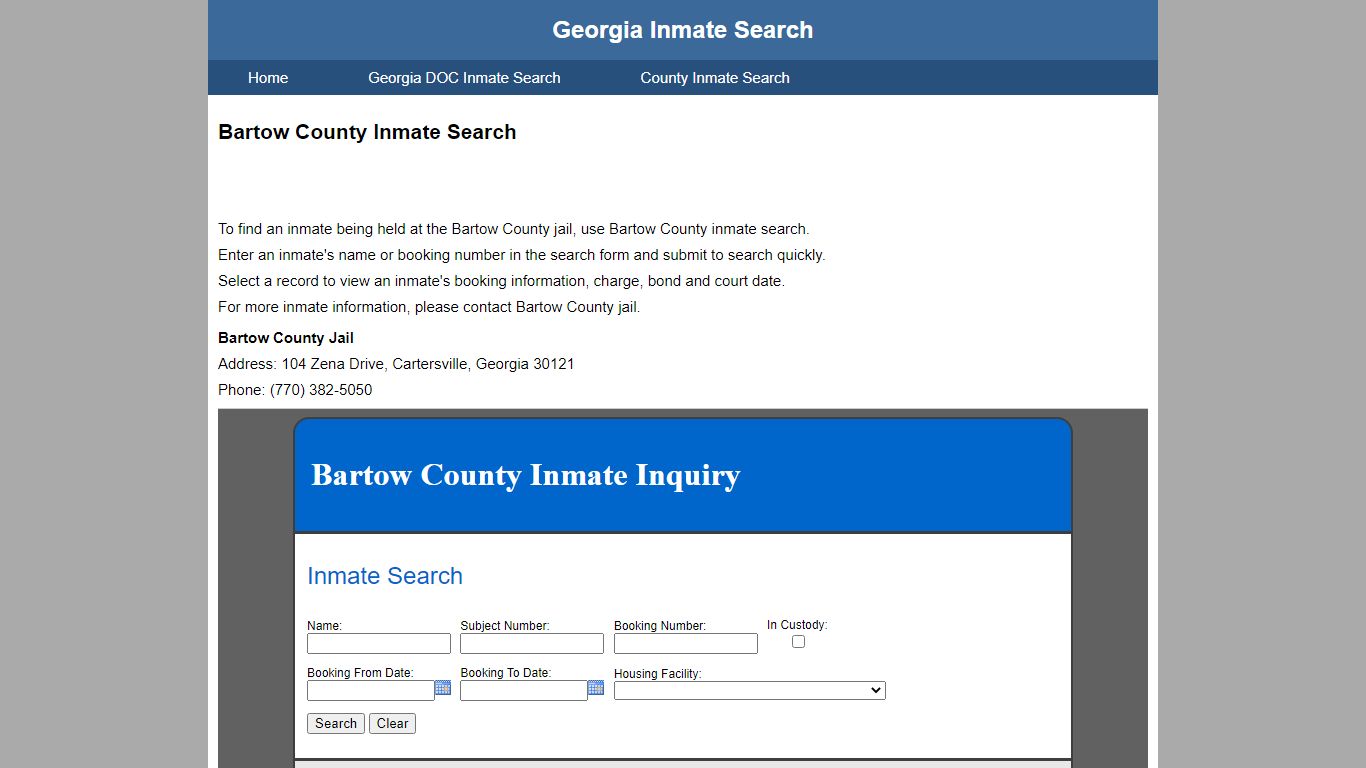 Bartow County Inmate Search